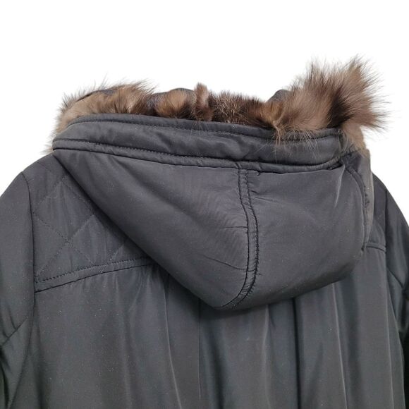 Trendy Black Winter Jacket With Furry Hoodie Size: Large - Picture 11 of 14